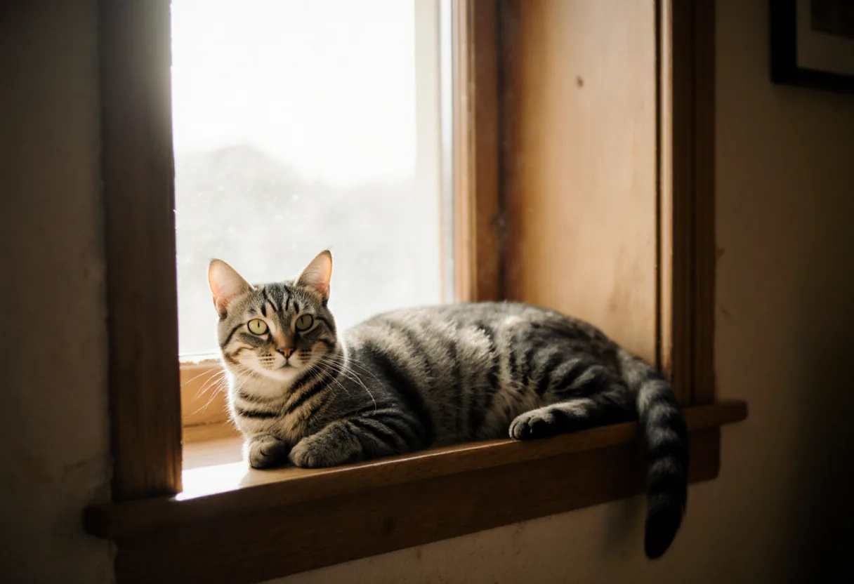 Mascota descansando en casa junto a la ventana
